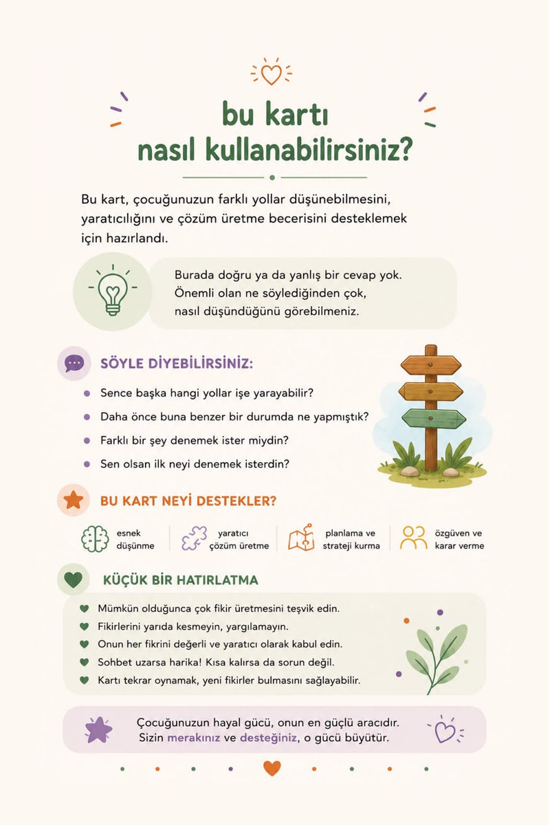 YUMO problem çözme kartı arkası — nasıl kullanabilirsiniz