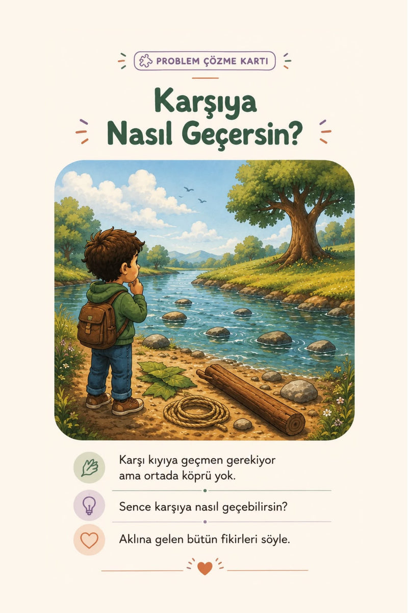 YUMO problem çözme kartı önü — Karşıya Nasıl Geçersin